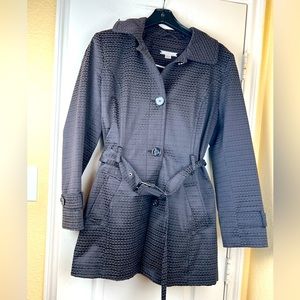 Johnston & Murphy Black Patterned Trench Coat
